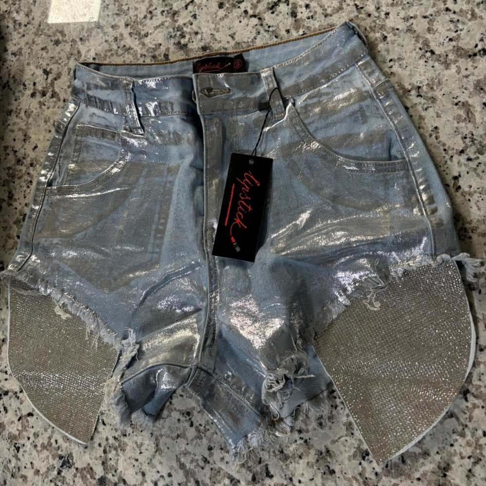 Denim bling shorts